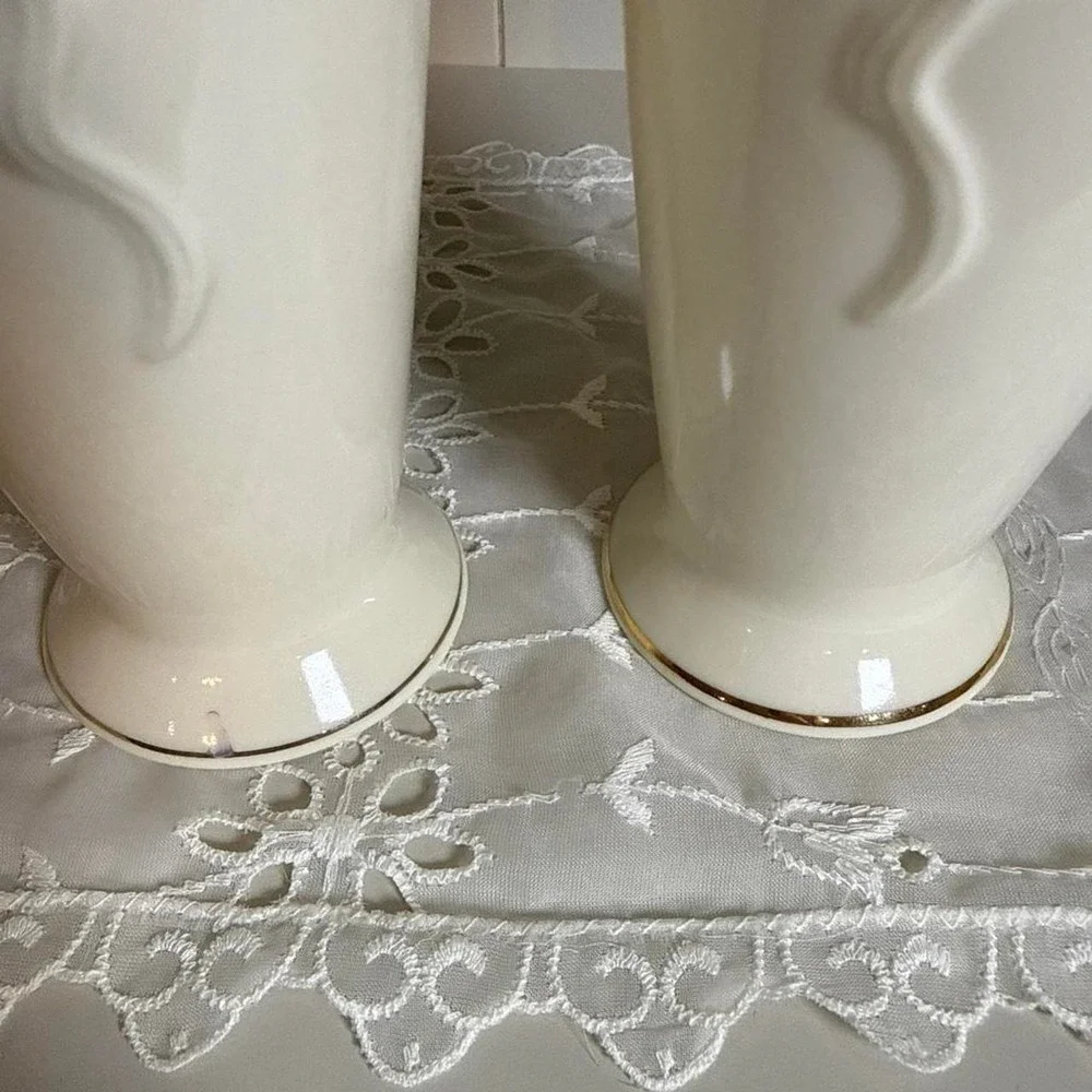 Vintage 1980s Lenox Rose Blossom Bud Vases Pair